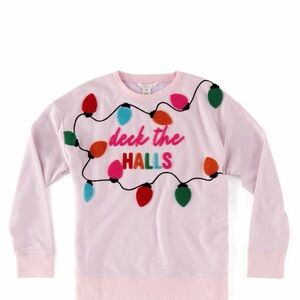 Shiraleah Pink Sweatshirt with Festive Lights Design.  New Without Tags